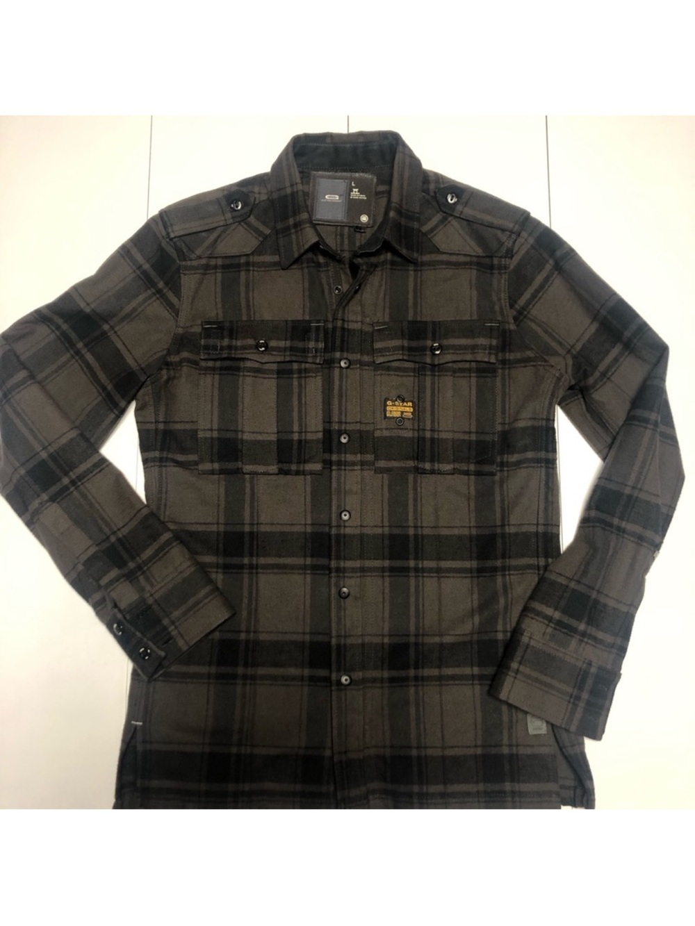 G-star green and black felt shirt jacket